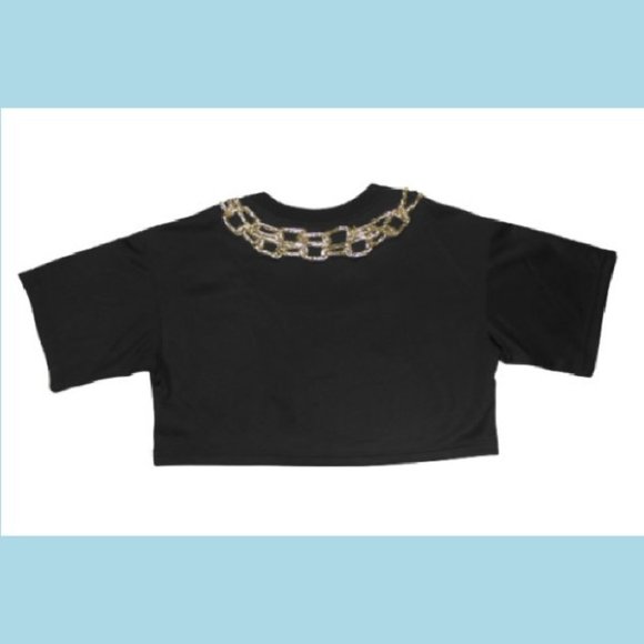 Moschino H&M Womens Top XS embellished crop Black Gold Fashion Embroidery Sexy - Picture 4 of 7